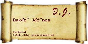 Dakó János névjegykártya