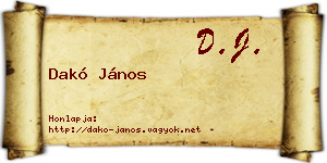 Dakó János névjegykártya